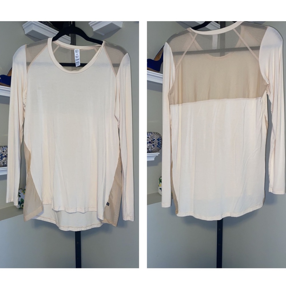 Ib Cream Blouse With Mesh Long Sleeve
